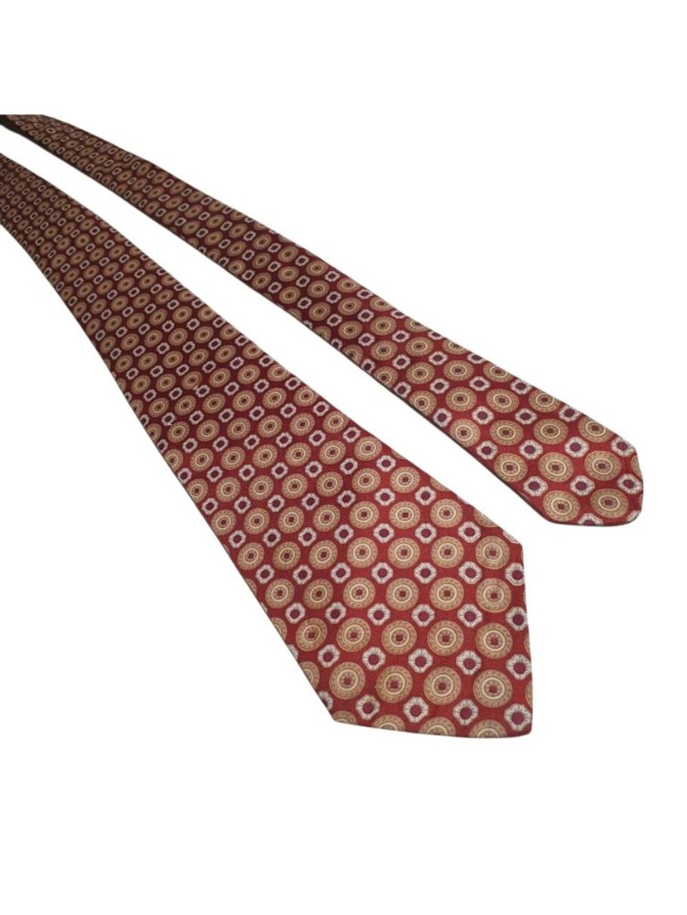 Arc De Triomphe Sears Mens Store Red Gold Patterned Tie Circle Motif Vintage
